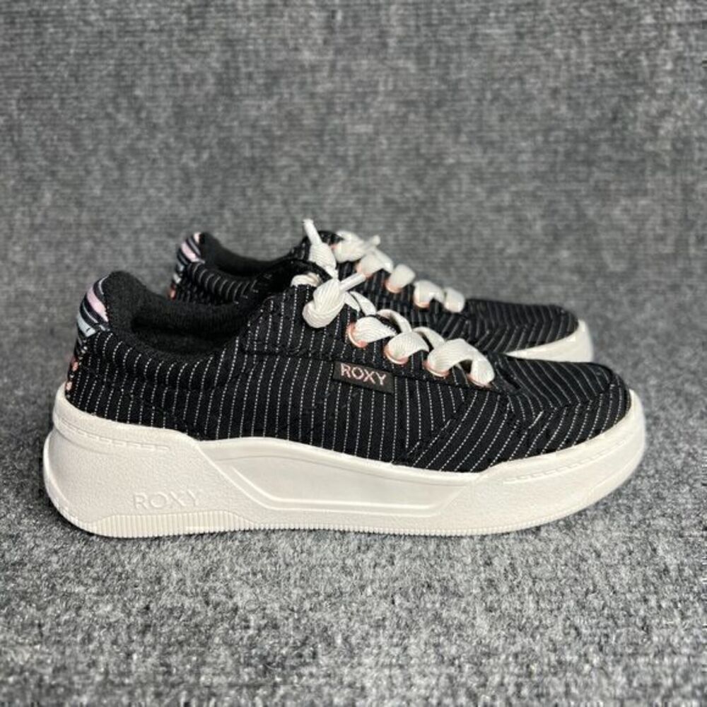 Roxy Girls Slip On Sneakers Shoes Size 12 Little Kids Black White Memory Foam
